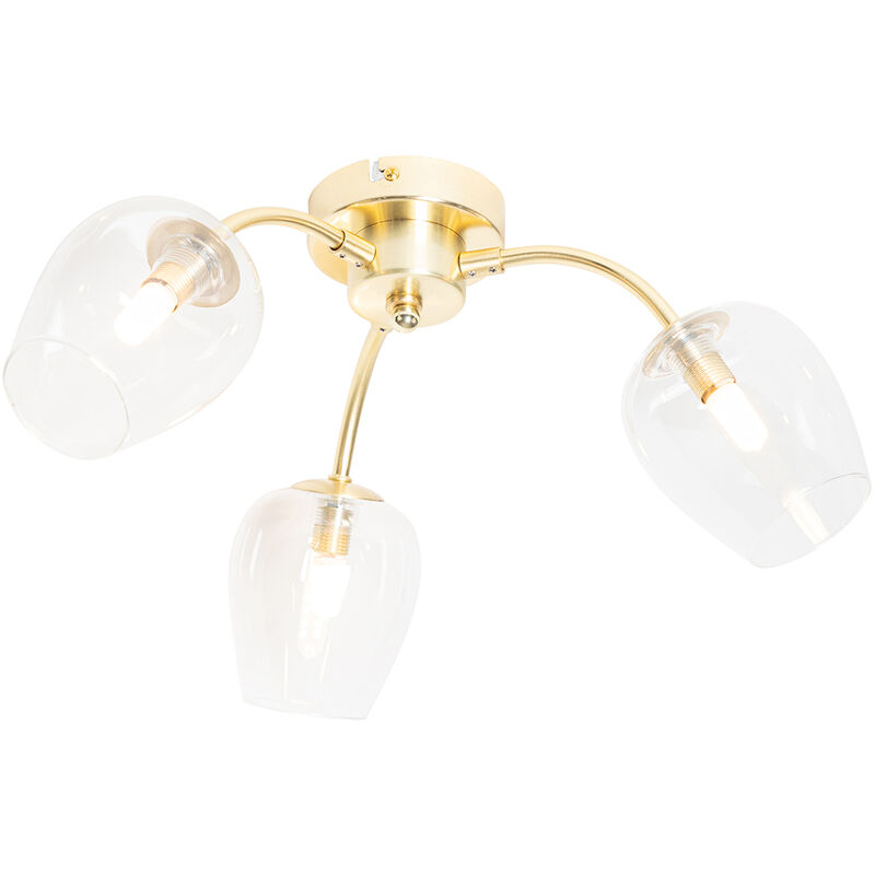 foto del prodotto lampada da soffitto elien - classico - acciaio,vetro - oro ottone trasparente - tondo max. 3 x watt - qazqa