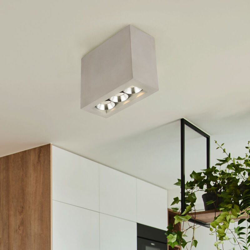 foto del prodotto lampada da soffitto faretto a soffitto 3 lampadine faretto led luce soggiorno lampada corridoio grigio cemento 6,6 watt 440 lumen 3000 kelvin bianco