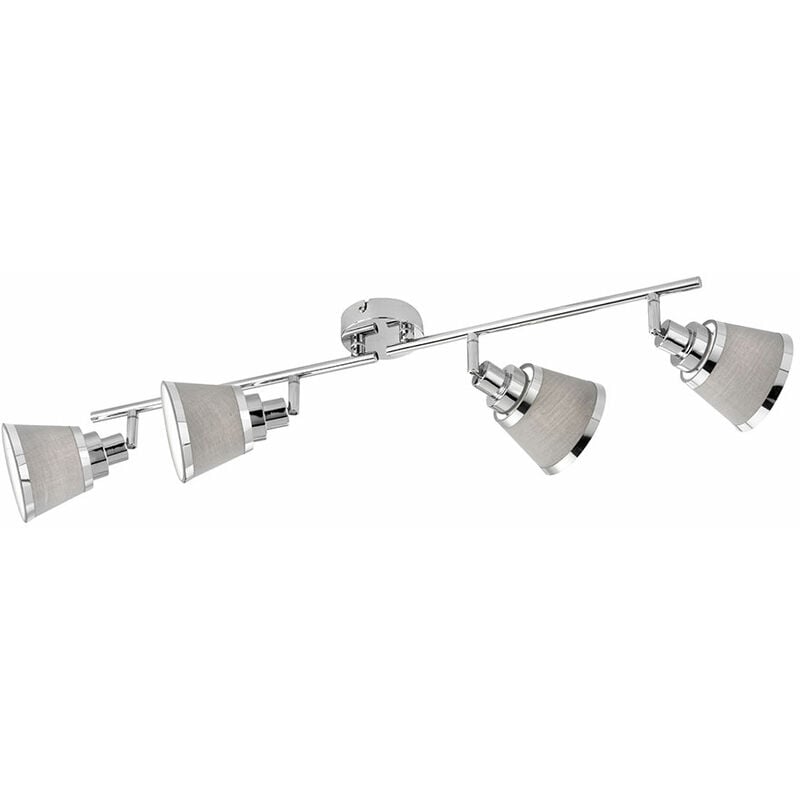 foto del prodotto lampada da soffitto, faretto da soffitto, faretto, lampada da camera, orientabile, tessuto metallico, cromo, 4 fiamme, e14, lxpxh 72,5x11,3x21,5cm