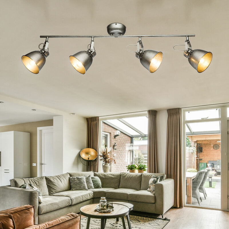 foto del prodotto lampada da soffitto faretto sala da pranzo plafoniera soggiorno lampada argento, faretto orientabile, 4x e14, lxlxh 83x11,5x21,6 cm