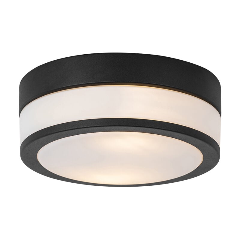 foto del prodotto lampada da soffitto flavi moderno acciaio,vetro nero tondo max. 2 x watt qazqa