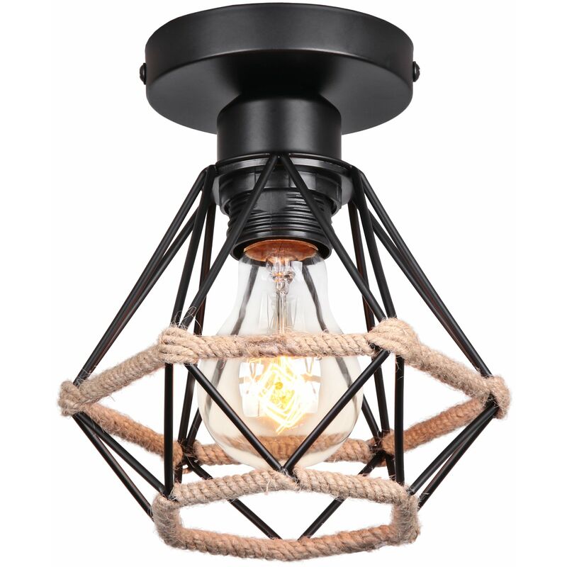 foto del prodotto lampada da soffitto in ferro battuto stile retr plafoniera a gabbi diamantata in metallo 16cm 1pcs