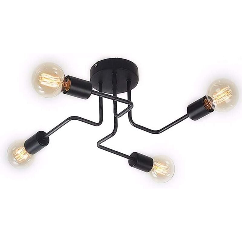 foto del prodotto lampada da soffitto in metallo industriale, e27, illuminazione da soffitto vintage per camera da letto, soggiorno, cucina, nero senza lampadina