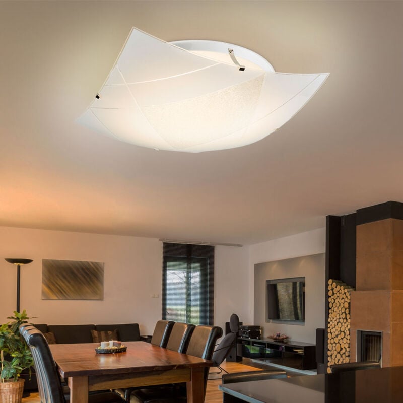 foto del prodotto lampada da soffitto in vetro bianco per ingresso, plafoniera quadrata, soggiorno, 1x led 24w 1750lm bianco neutro, lxlxh 40x40x10 cm