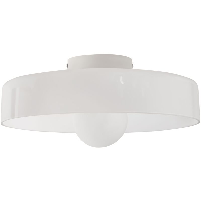 foto del prodotto lampada da soffitto in vetro con montaggio ad incasso e paralume rotondo bianco luguse