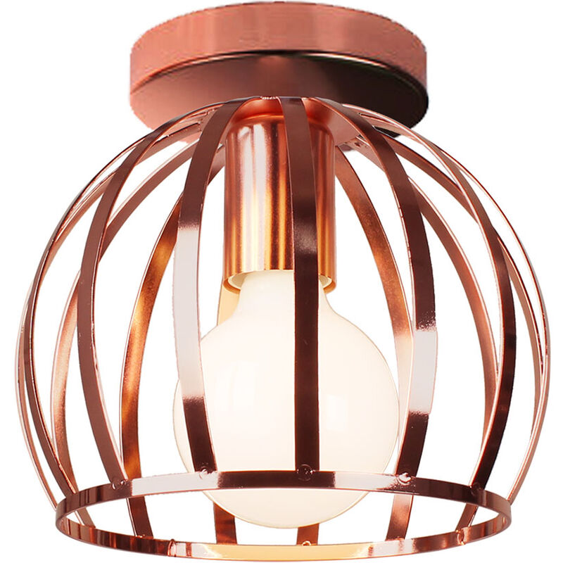 foto del prodotto lampada da soffitto industriale fatto di metallo lampadario gabbia rotonda per soggiorno camera da letto sala da pranzo 1x oro rosa