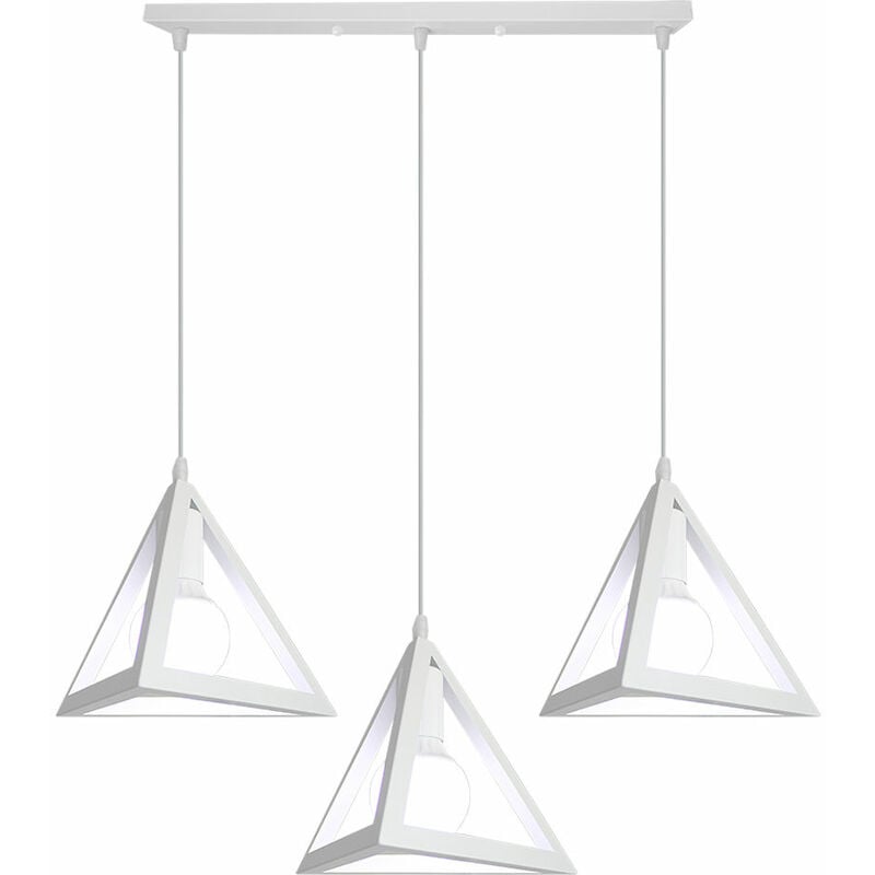 foto del prodotto lampada da soffitto industriale gabbia in metallo retr lampadario geometria 3 paralume e27 per cucina sala da pranzo bianco