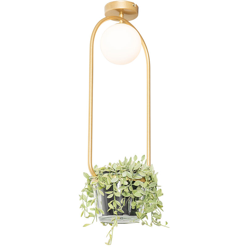 foto del prodotto lampada da soffitto isabella art d co acciaio,vetro oro ottone bianco ovale max. 1 x watt qazqa