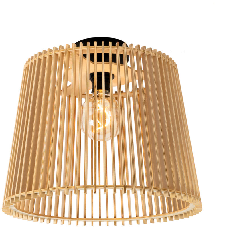 foto del prodotto lampada da soffitto jayla rustico legno,acciaio legno nero tondo max. 1 x watt qazqa