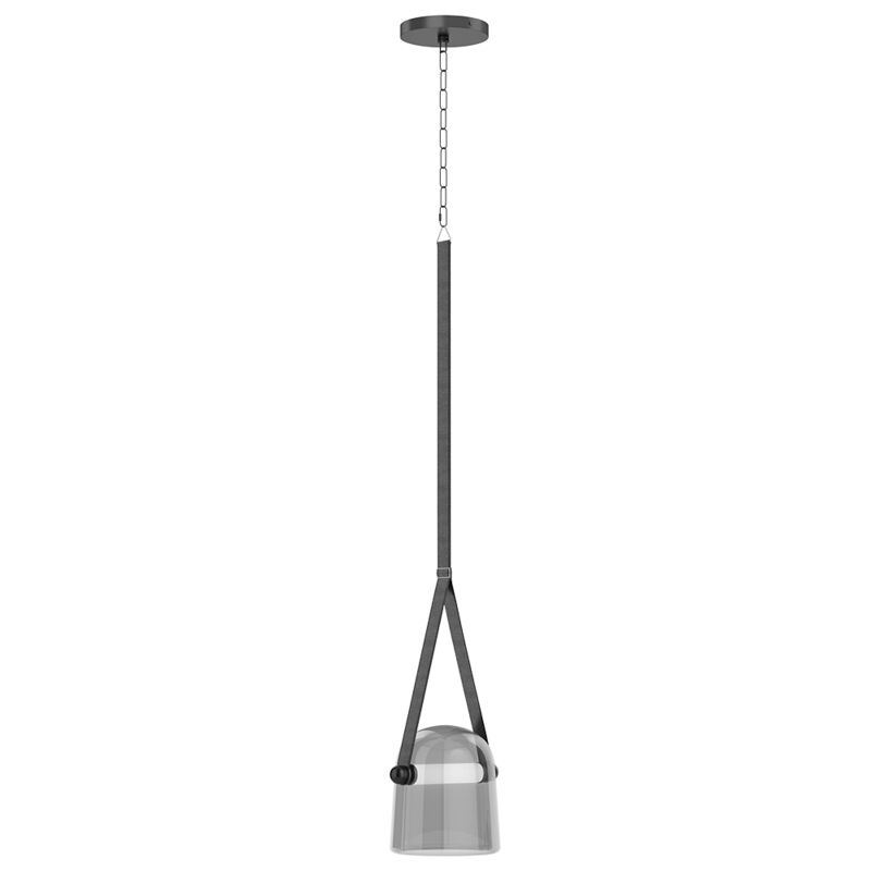 foto del prodotto lampada da soffitto lampada a sospensione pelle e vetro bim fumo