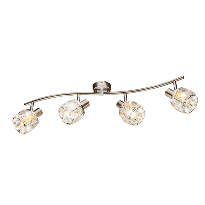 foto del prodotto lampada da soffitto lampada da soffitto faretto faretto faretto lampada da soggiorno, 4 faretti orientabili nichel cromo opaco, 4 attacchi e14, lxh