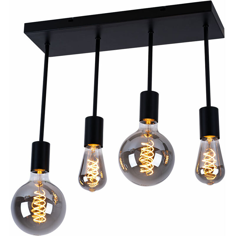 foto del prodotto lampada da soffitto lampada da soffitto lampada a sospensione lampada a sospensione lampada da sala da pranzo, 4 fiamme, metallo nero, 4 attacchi