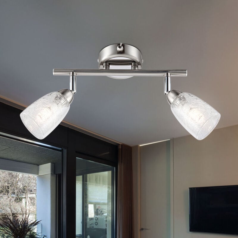 foto del prodotto lampada da soffitto lampada da soffitto lampada a spot lampada da soggiorno, 2 fiamme spots mobili, cromo nichel argento opaco, 2x g9 3w 300lm bianco