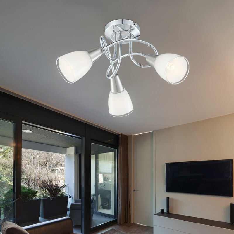 foto del prodotto lampada da soffitto lampada da soffitto lampada da soffitto in vetro cromato luce