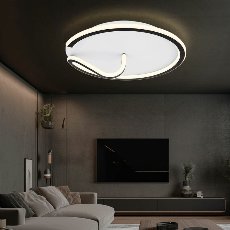 foto del prodotto lampada da soffitto lampada da soffitto lampada design lampada rotonda lampada da interni metallo, acrilico, nero, asta di metallo piegata, 1x led 40