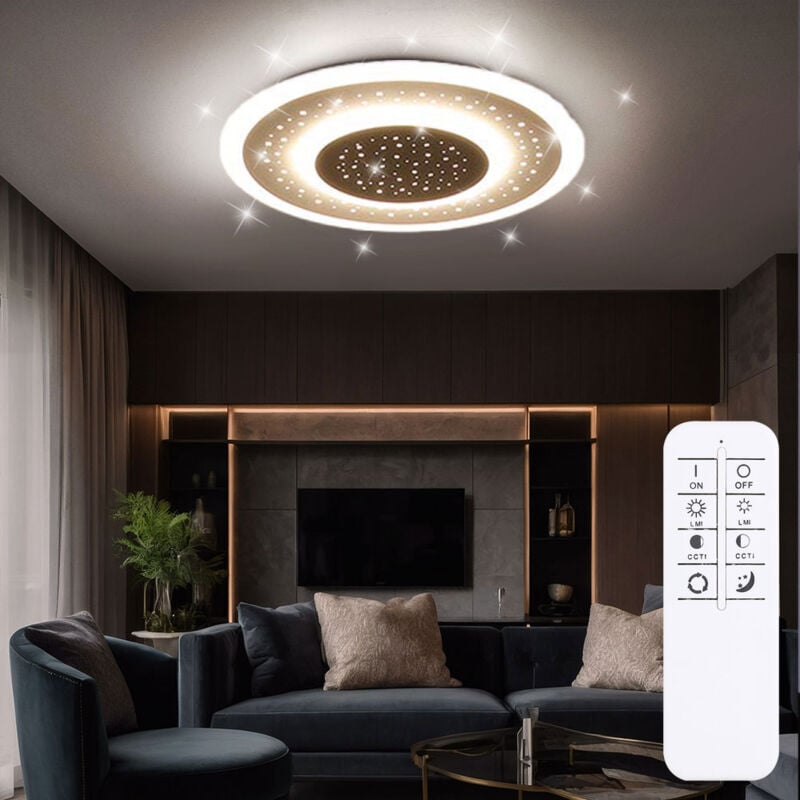 foto del prodotto lampada da soffitto lampada da soffitto per camera da letto, luce notturna telecomandata a memoria dimmerabile, metallo bianco opale, 1x led 44w