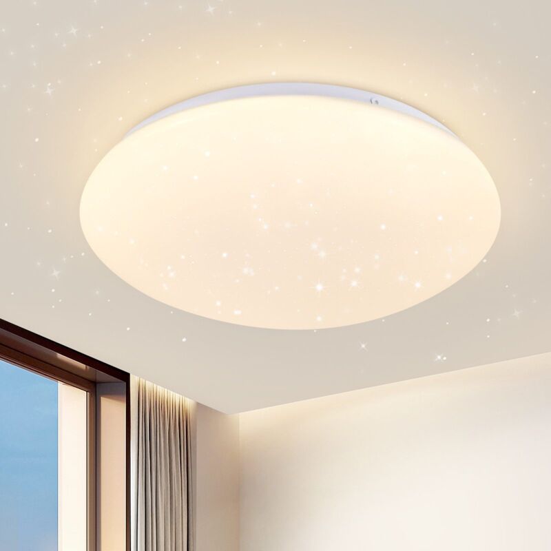 foto del prodotto lampada da soffitto led, decoro a cielo stellato, plafoniera luce bianca 3000k 16.5cm , led integrati 5w, lampadario per camera da letto o soggiorno