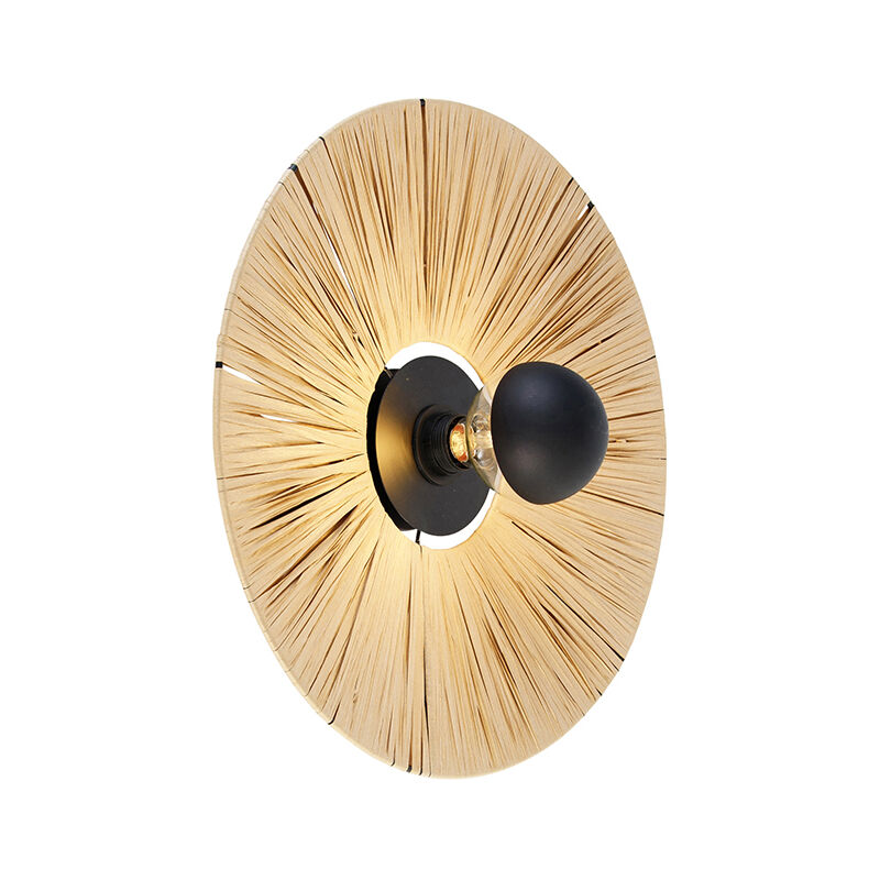 foto del prodotto lampada da soffitto leia rustico corda,acciaio legno nero tondo max. 1 x watt qazqa