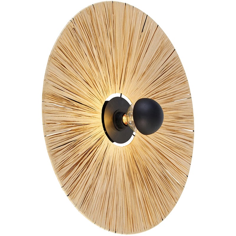 foto del prodotto lampada da soffitto leia - rustico - corda,acciaio - legno nero - tondo max. 1 x watt - qazqa