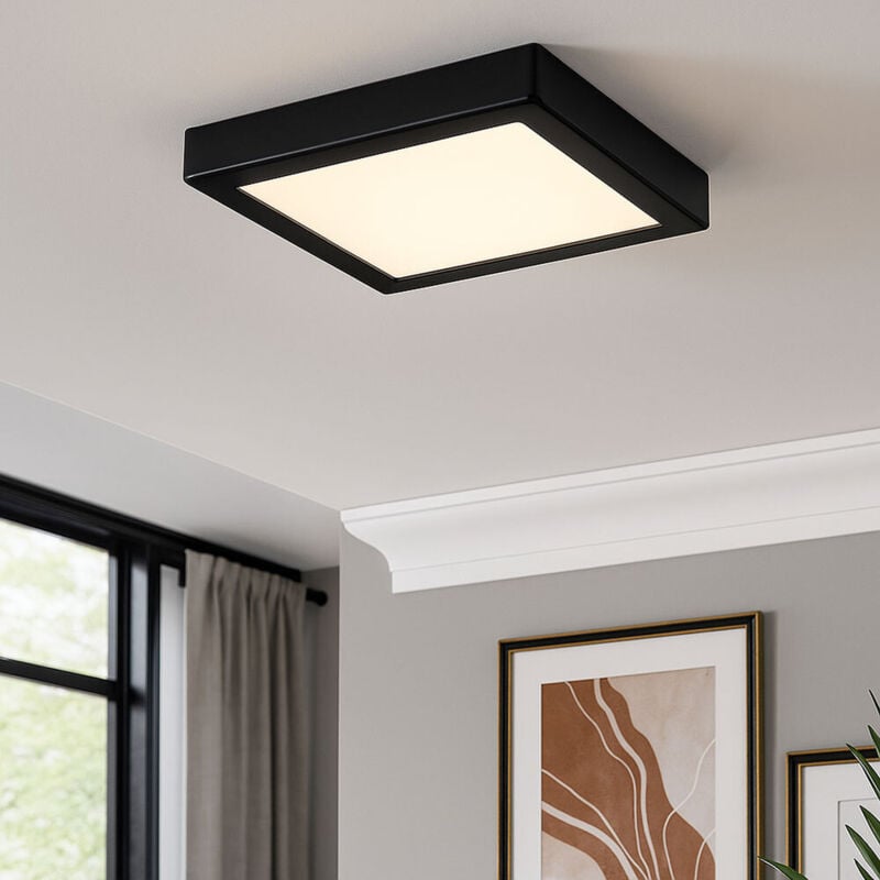 foto del prodotto lampada da soffitto luce da ufficio pannello a superficie nero luce da soggiorno quadrata, plastica metallo, 1x led 16w 1700lm 4000k bianco neutro,