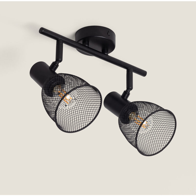 foto del prodotto lampada da soffitto orientabile alluminio 2 faretti grid nero