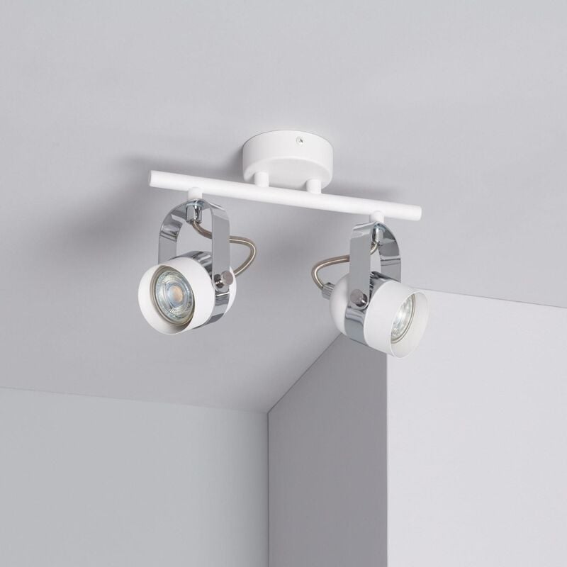 foto del prodotto lampada da soffitto orientabile in alluminio 2 faretti sinner bianco bianco