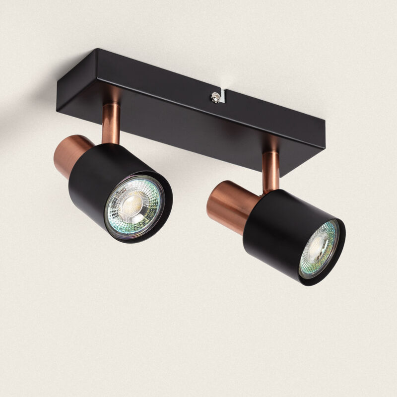 foto del prodotto lampada da soffitto orientabile metallo 2 faretti albus black rose large nero