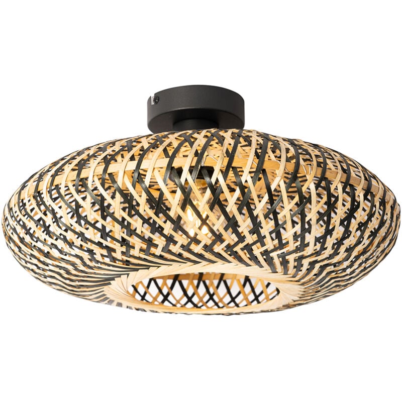 immagine 0 del prodotto lampada da soffitto ostrava orientale bamboo,acciaio legno nero tondo e27 max. 1 x 4.9 watt qazqa