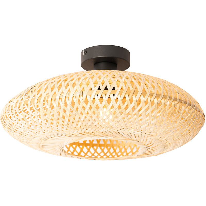 foto del prodotto lampada da soffitto ostrava orientale bamboo,acciaio legno nero tondo max. 1 x watt qazqa