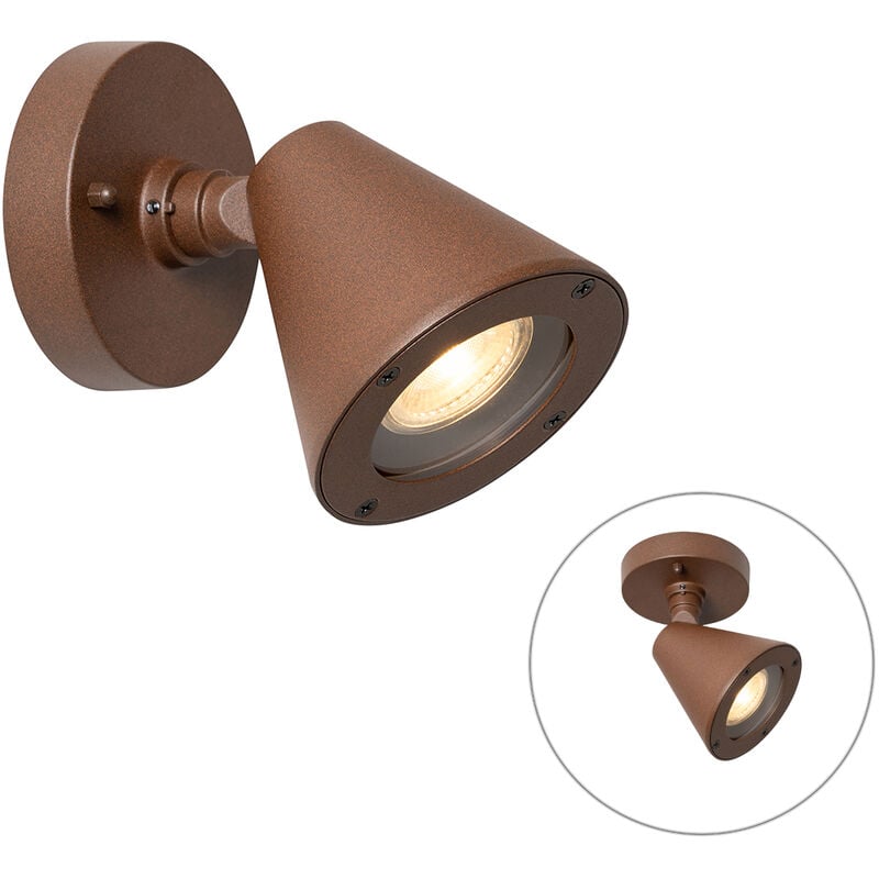 foto del prodotto lampada da soffitto parete ciara moderno alluminio,vetro ruggine tondo max. 1 x watt qazqa