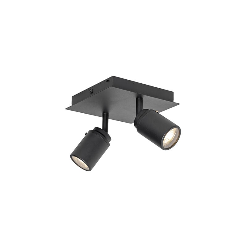 foto del prodotto lampada da soffitto parete ducha moderno acciaio,alluminio,vetro nero quadrato max. 2 x watt qazqa