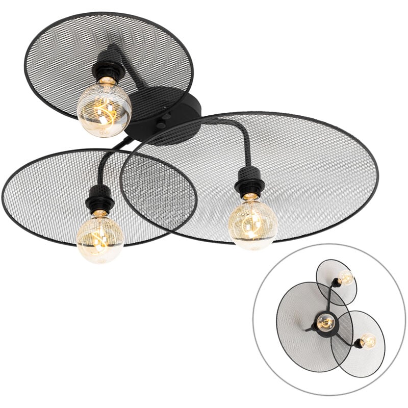 foto del prodotto lampada da soffitto parete jane design acciaio nero tondo max. 3 x watt qazqa