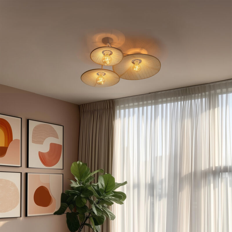 foto del prodotto lampada da soffitto parete jane design acciaio,tessuto bianco tondo max. 3 x watt qazqa