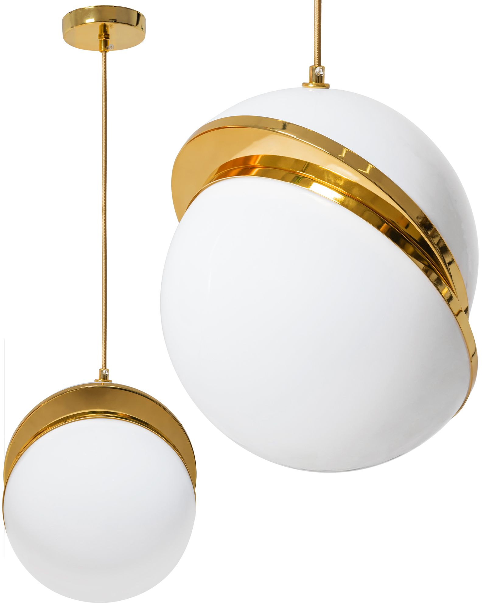 foto del prodotto lampada da soffitto pensile acrilico palla bianco oro app481-1cp