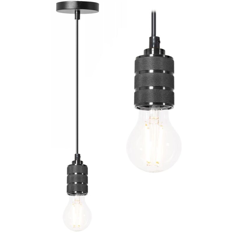 foto del prodotto lampada da soffitto pensile montatura nero chrome app342 1cp