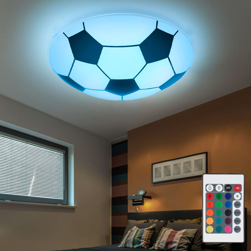 foto del prodotto lampada da soffitto per camera dei bambini lampada da soffitto per camera da letto lampada da soffitto per calcio, vetro metallico bianco nero,