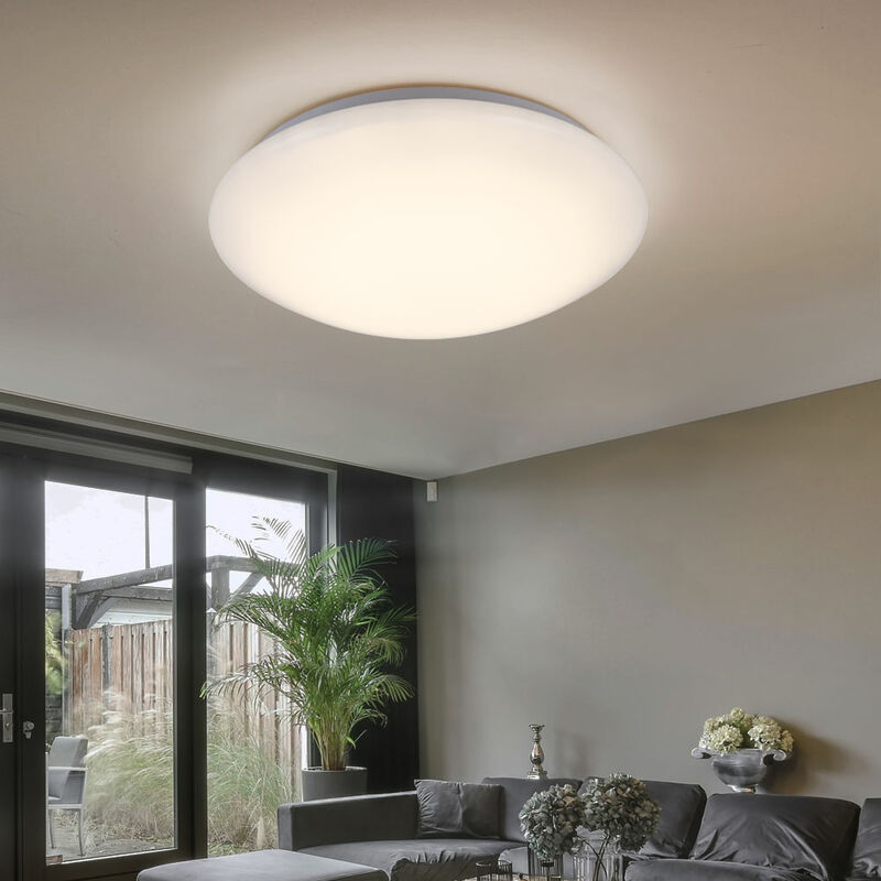 foto del prodotto lampada da soffitto plafoniera a led lampada da soggiorno bianca rotonda, metallo acrilico, 16w 880lm bianco caldo, dxh 34,5x9 cm globo 4141873