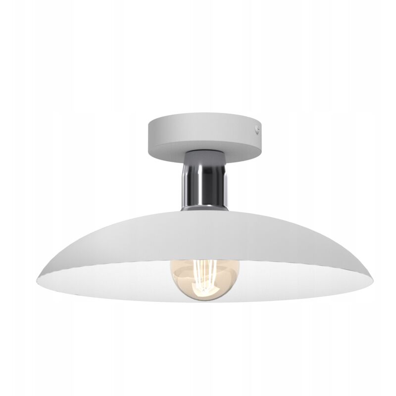 foto del prodotto lampada da soffitto, plafoniera e27, bianco, cromo, paralume in metallo