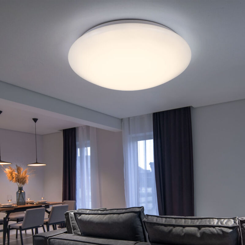 foto del prodotto lampada da soffitto plafoniera led da soggiorno lampada rotonda bianca, metallo acrilico, 16w 880lm bianco caldo, dxh 34,5x9 cm