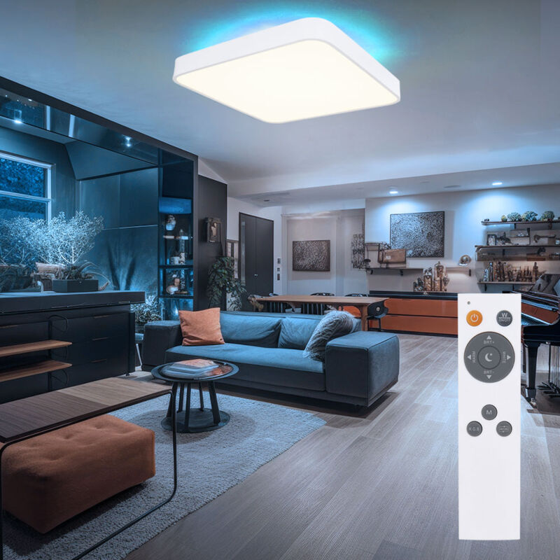 foto del prodotto lampada da soffitto plafoniera led telecomando dimmerabile cambio colore funzione memoria retroilluminazione circuito cct, metallo, 48w 2500lm
