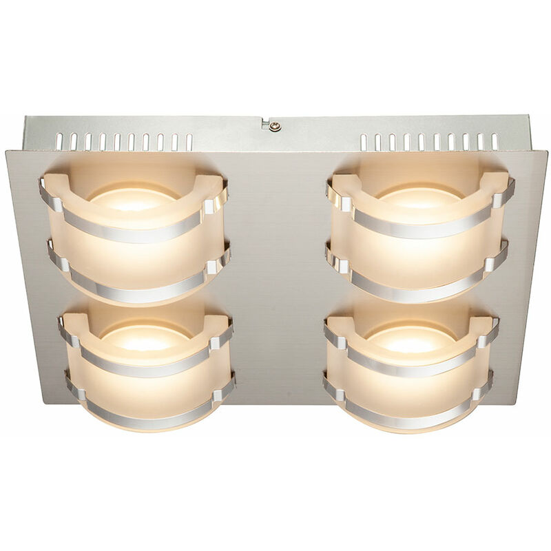 foto del prodotto lampada da soffitto plafoniera soggiorno lampada sala da pranzo lampada corridoio, 4 lampadine, vetro cromo satinato, led 5w 1920lm bianco caldo,