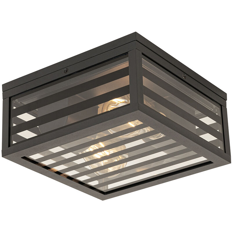 foto del prodotto lampada da soffitto reims moderno alluminio,vetro nero quadrato max. 2 x watt qazqa