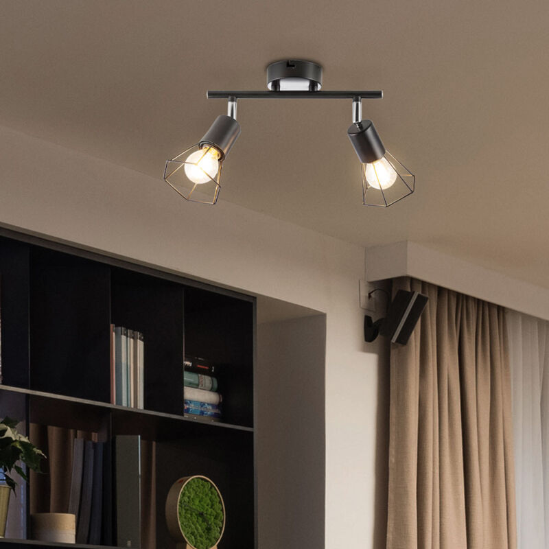 foto del prodotto lampada da soffitto retr a gabbia faretto soggiorno griglia luce spot regolabile nino luci 81080208