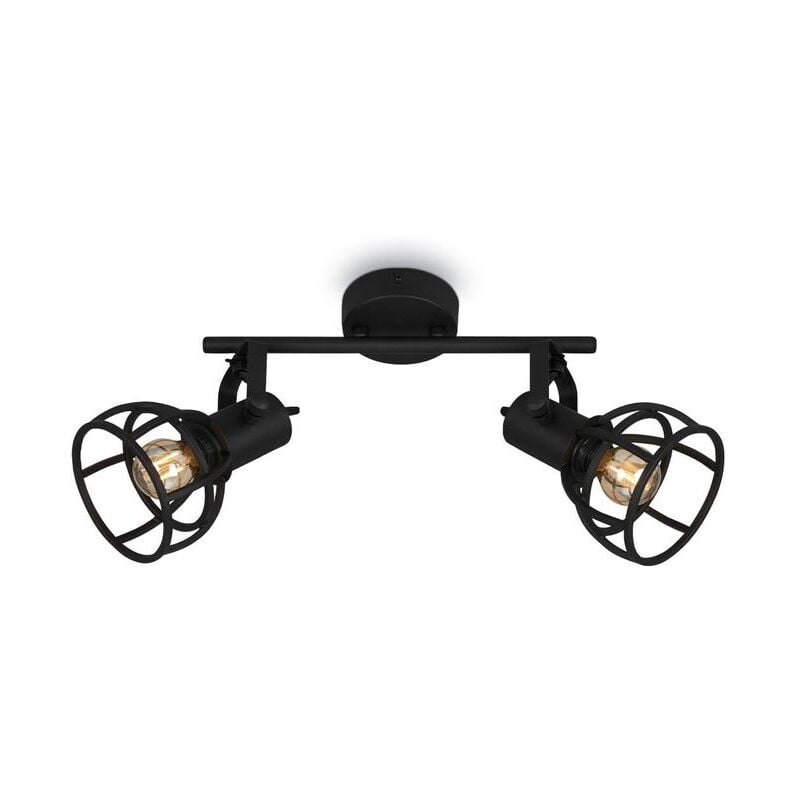 foto del prodotto lampada da soffitto retro regolabile con paralume a griglia 2xe14 25w acciaio nero brilo ner