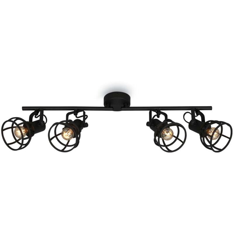 foto del prodotto lampada da soffitto retro regolabile paralume a griglia 4xe14 25w acciaio nero brilo ner