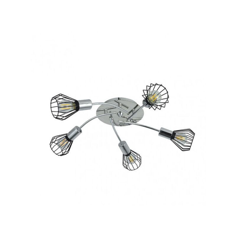 foto del prodotto lampada da soffitto san pietroburgo 5xe14 nero cromo 15x55x55 cm