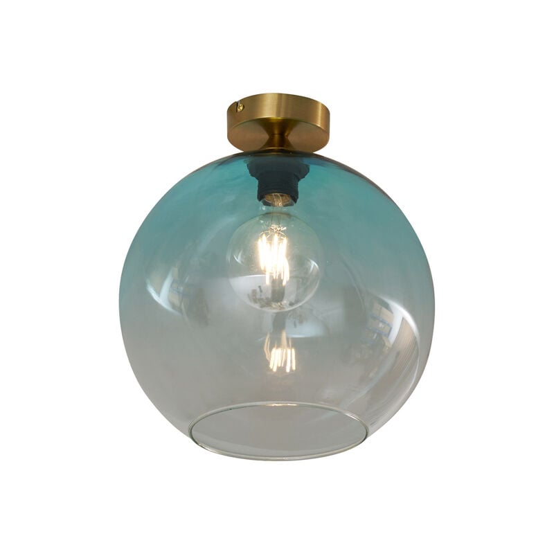 foto del prodotto lampada da soffitto sandra art d co vetro,metallo blu ottone sfera max. 1 x watt qazqa