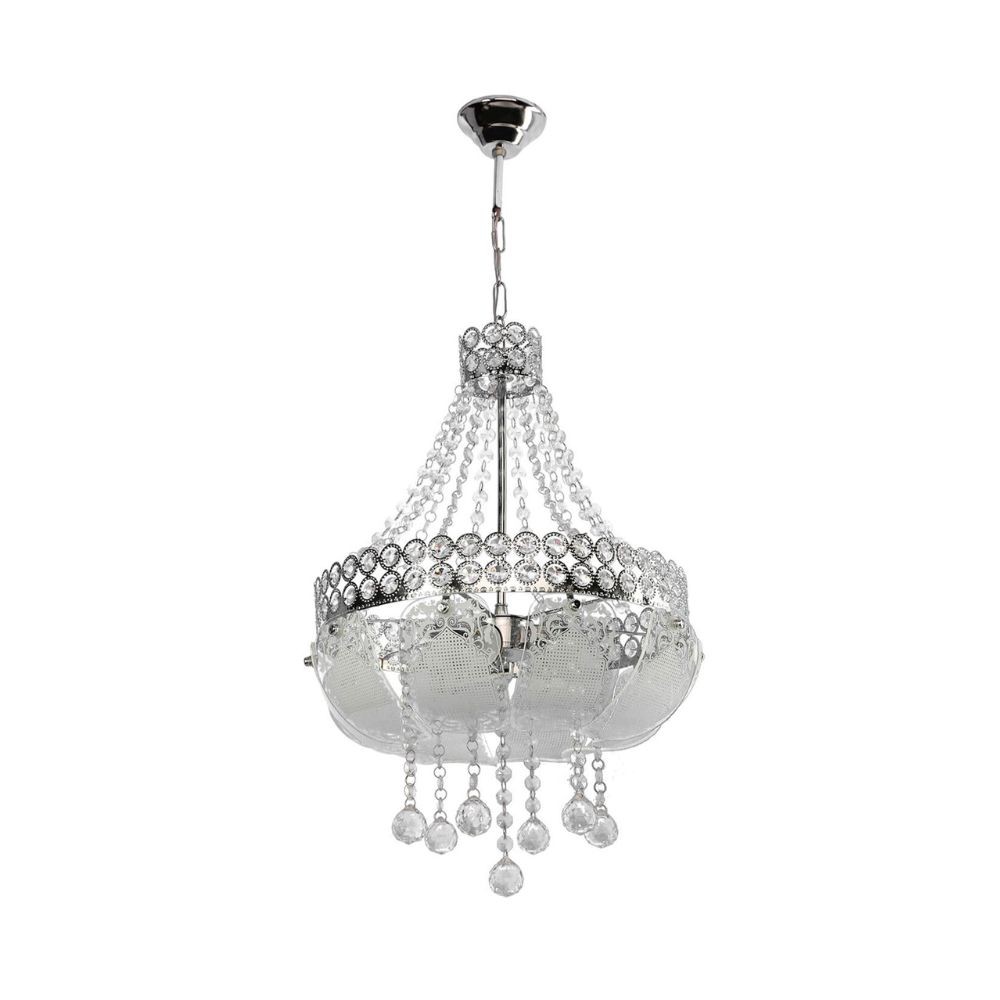 foto del prodotto lampada da soffitto sare mdl3550 argento vetro decorato e pietre effetto cristallo effez
