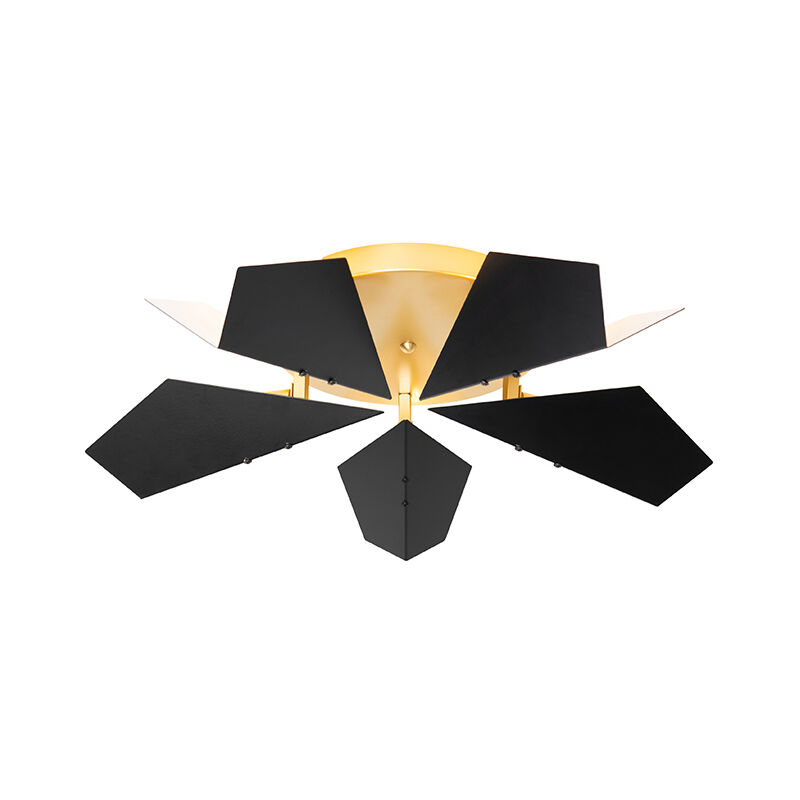 foto del prodotto lampada da soffitto sinem design acciaio nero oro ottone tondo max. 5 x watt qazqa