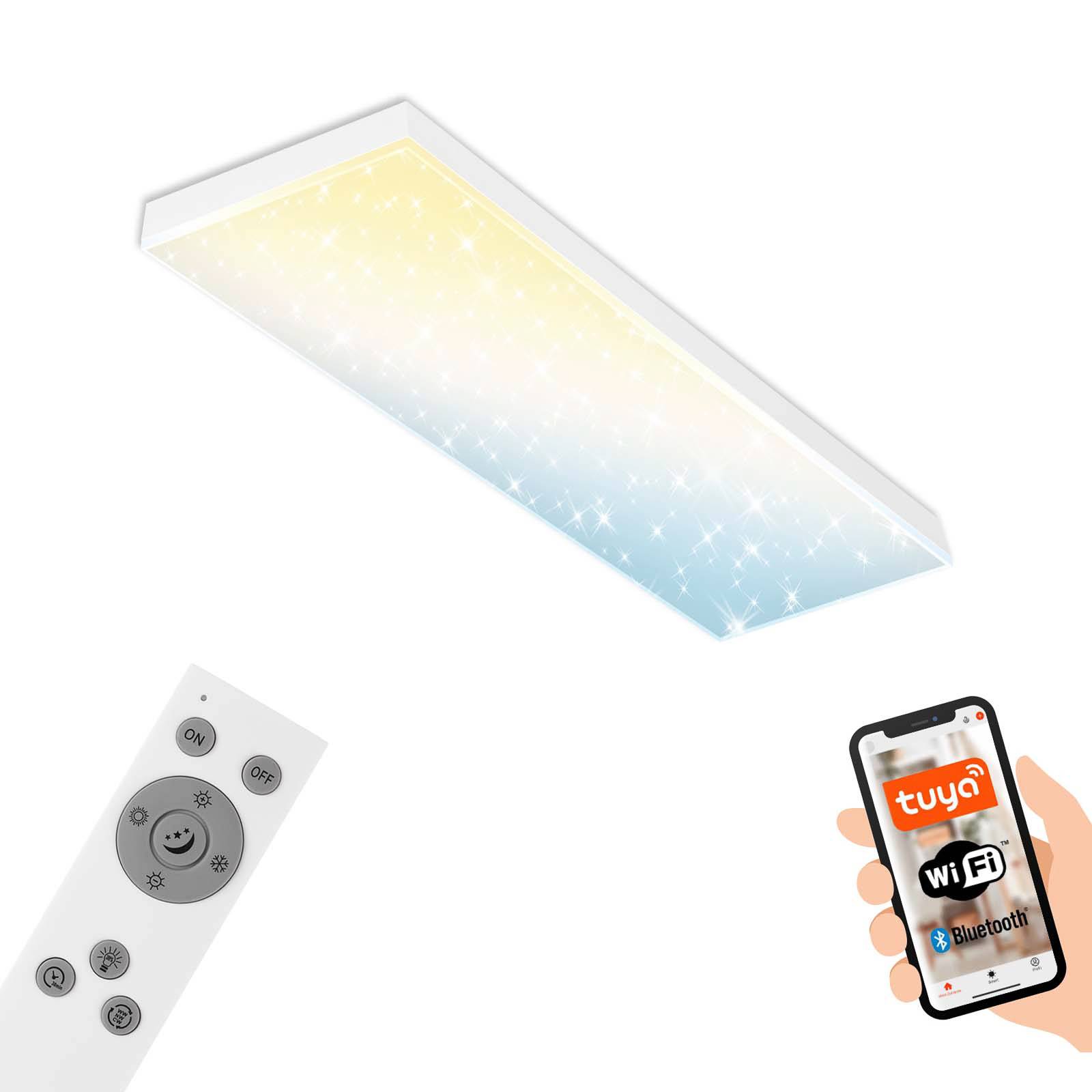 foto del prodotto lampada da soffitto smart led senza cornice, lampada da soffitto wifi con decorazione a stella, cct, dimmerabile, controllo vocale, 1000x250x78 mm